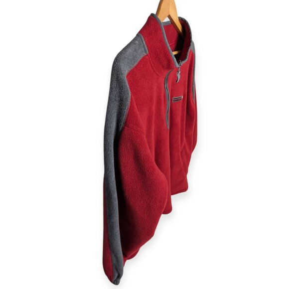 Vintage Big Dogs Red and Gray Fleece 1/4 Zip Pullover Jacket Men's 2XL - Picture 6 of 14